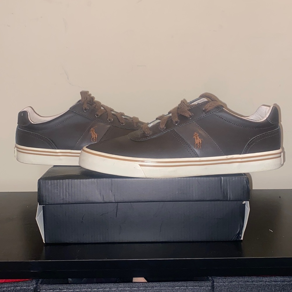 POLO RALPH LAUREN LEATHER HANFORD SHOES. SIZE 11 1/2. MINT CONDITION